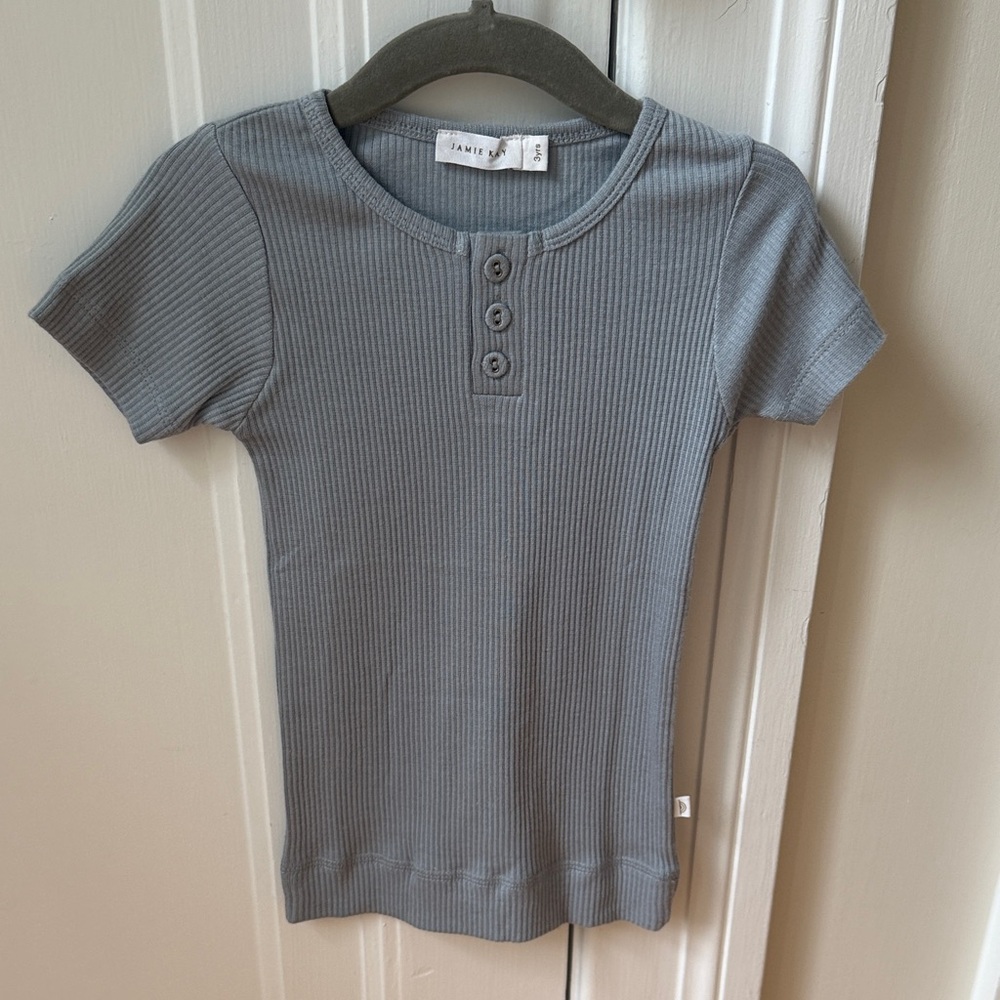 Jamie Kay Blue Ribbed Short Sleeve Tee, 3T